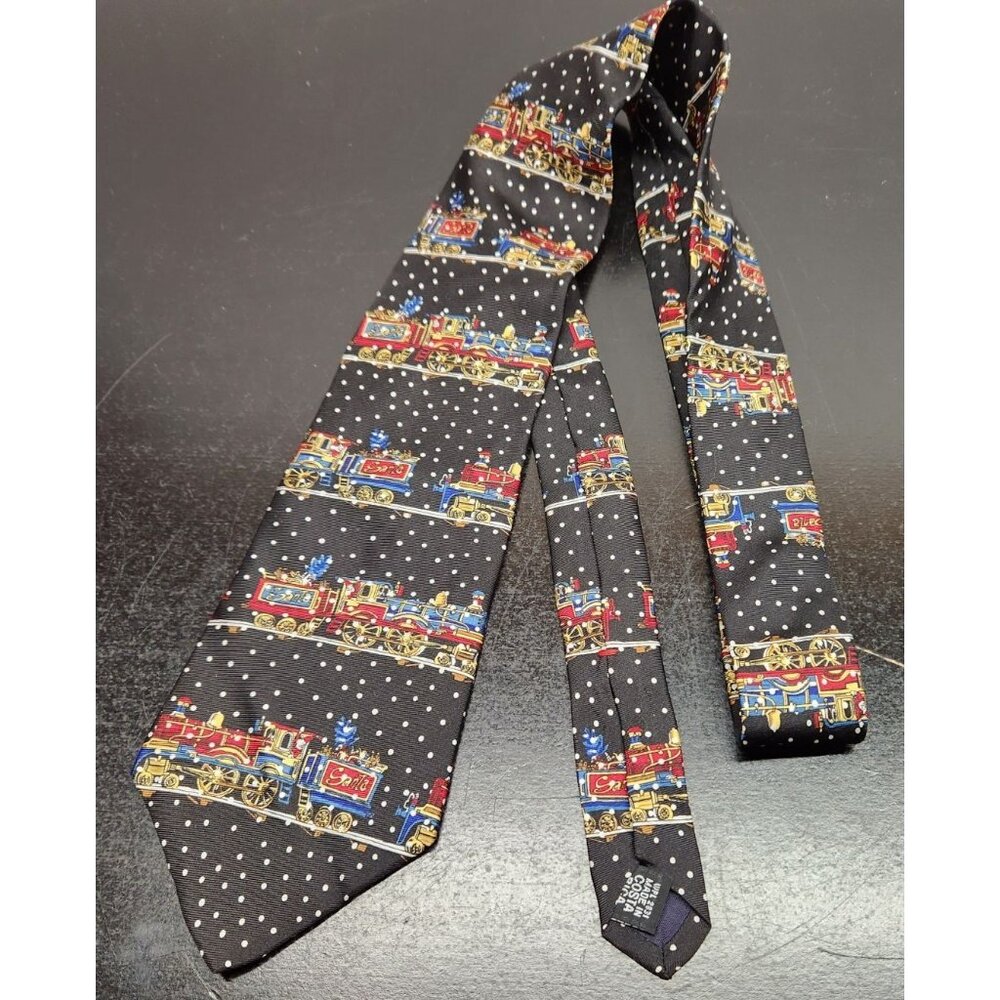 Santa‎ Train Tie - Basics by Croft & Barrow - Locomotive - Christmas Tree - Snow